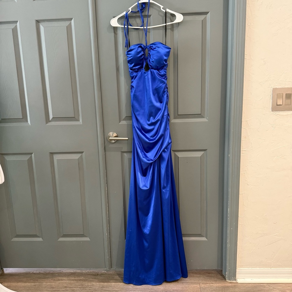 B. Darlin Cobalt Blue Satin Dress Sz XS